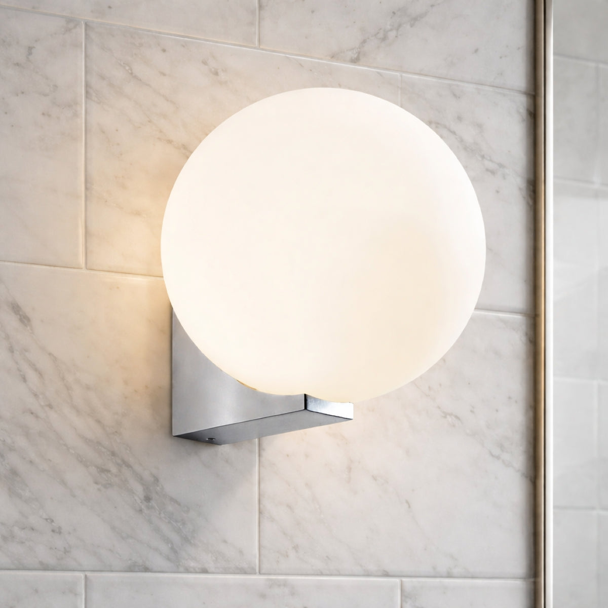 CGC JASPER Bathroom Wall Light Opal Glass Diffuser Chrome Aluminium Base