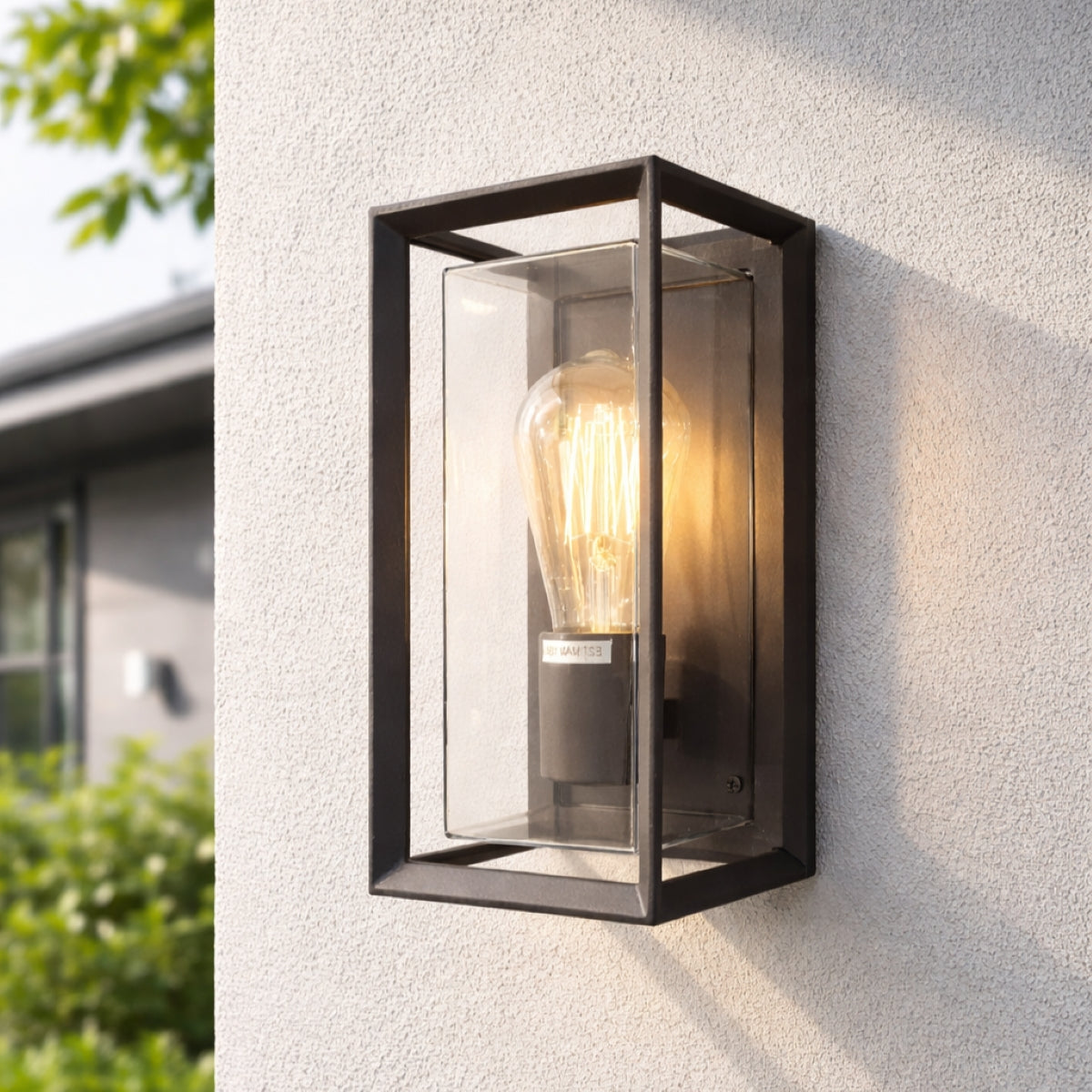 CGC FLORIANA Black Outdoor Wall Light Clear Diffuser E27 Standard Screw IP54