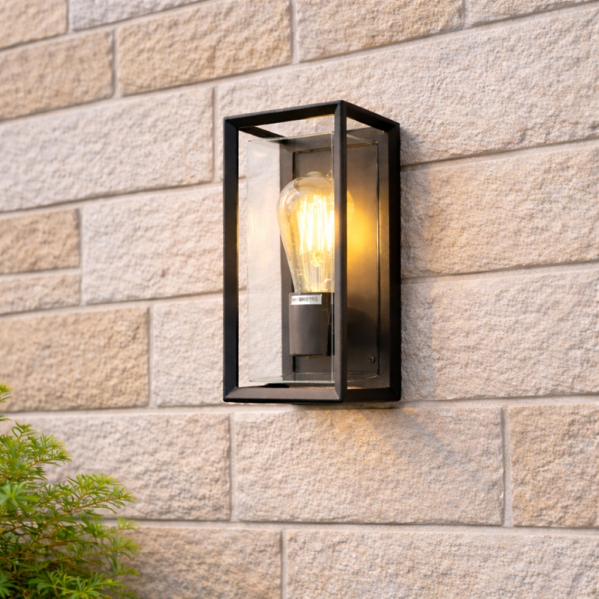 CGC FLORIANA Black Outdoor Wall Light Clear Diffuser E27 Standard Screw IP54