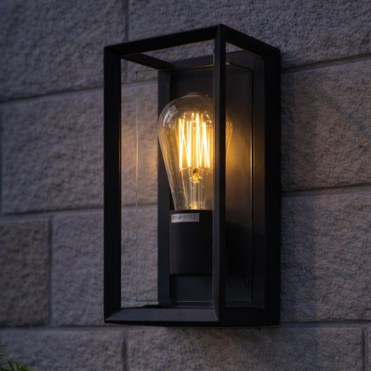 CGC FLORIANA Black Outdoor Wall Light Clear Diffuser E27 Standard Screw IP54