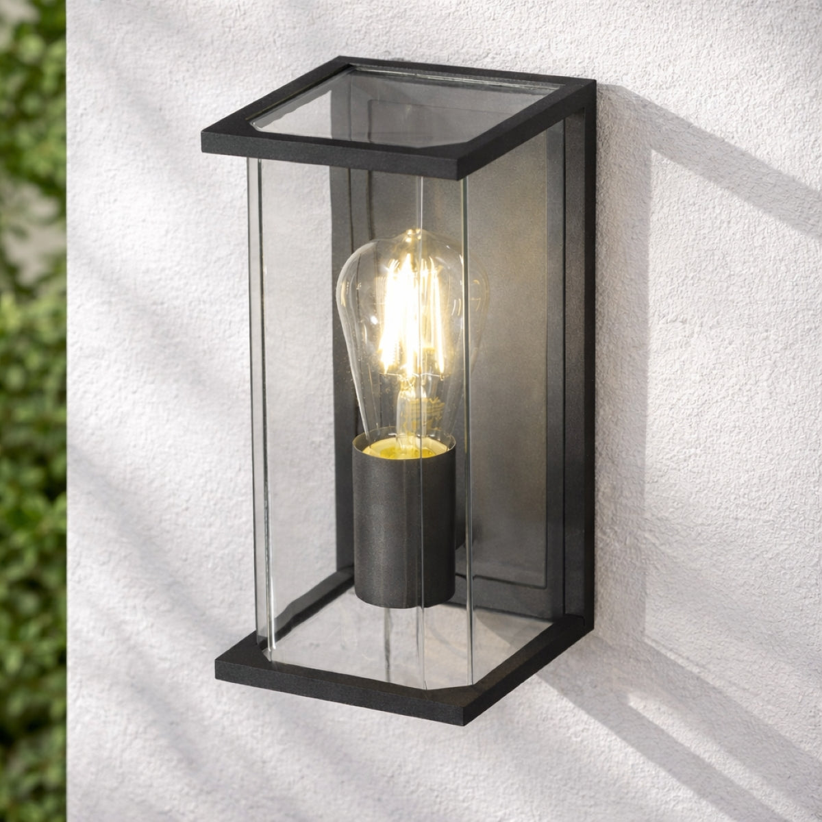 CGC ADRIANA Anthracite Grey E27 Outdoor Wall Light Lantern Clear Diffuser IP54