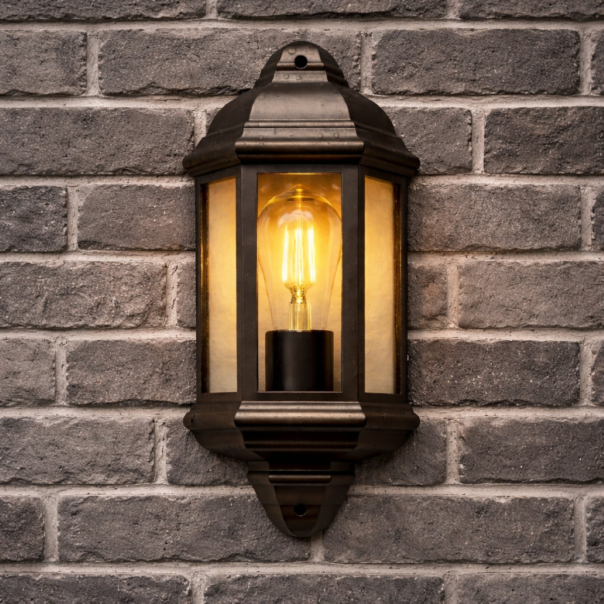 CGC FRED Black Outdoor Half Wall Light Lantern