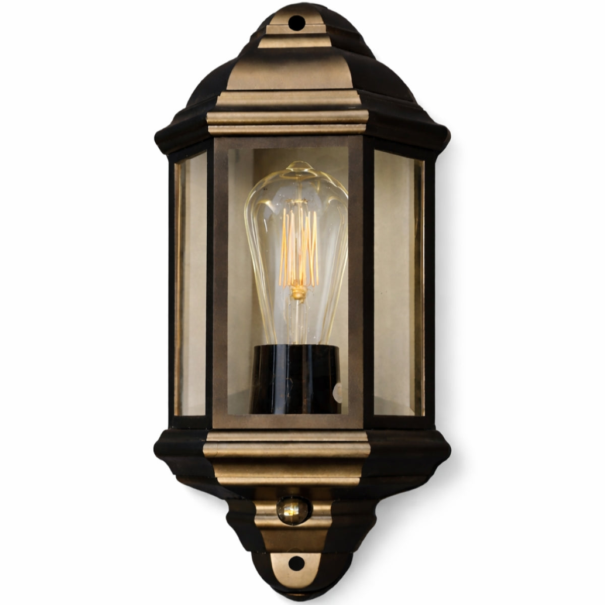 CGC FRED Black Outdoor Half Wall Light Lantern with PIR Motion Sensor