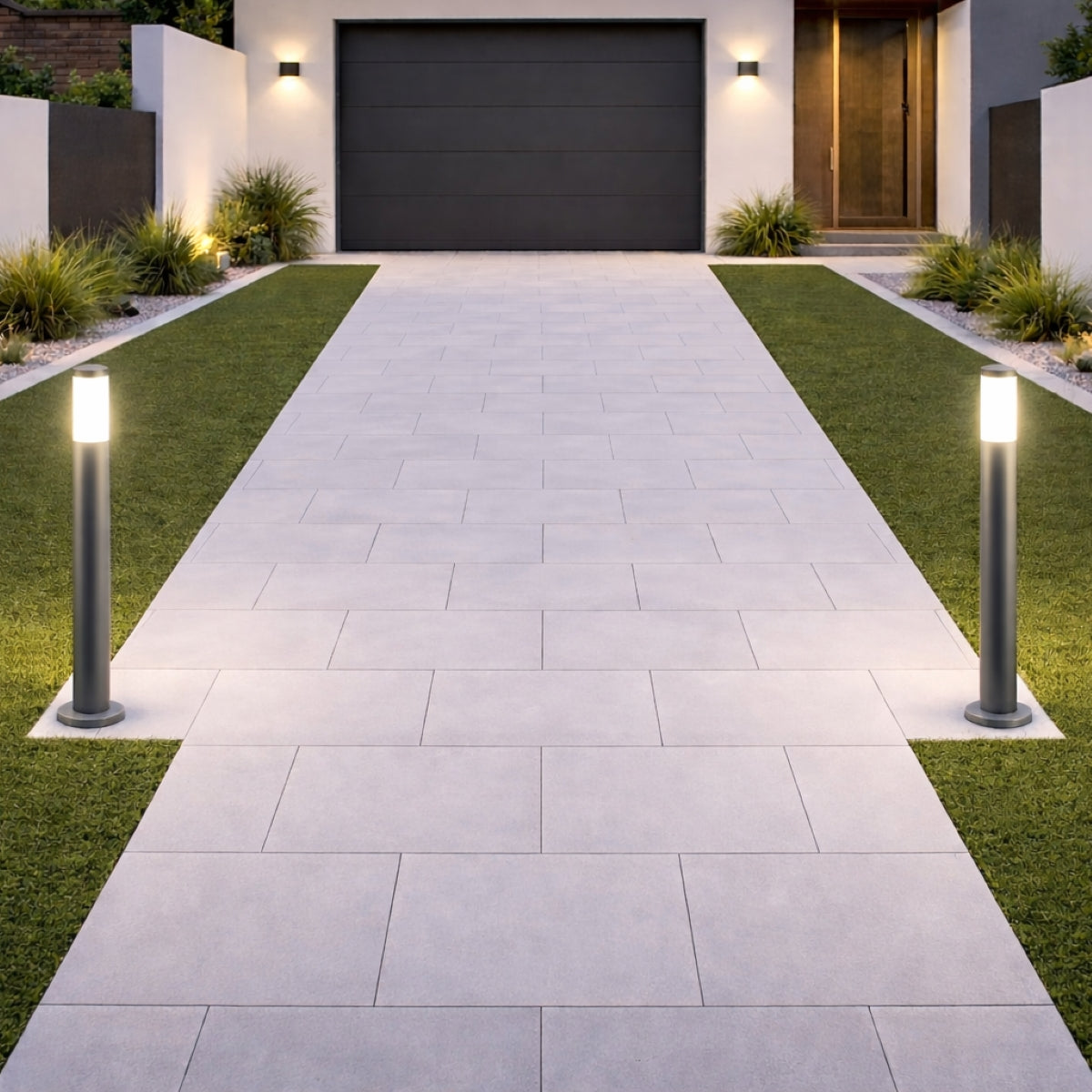 CGC ROME 1m Anthracite Dark Grey Outdoor Post Light Opal Diffuser