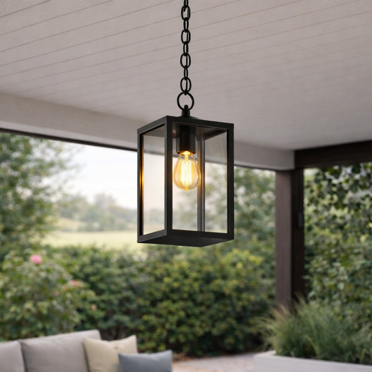 CGC SIENNA Black Hanging Outdoor Porch Lantern Ceiling Light