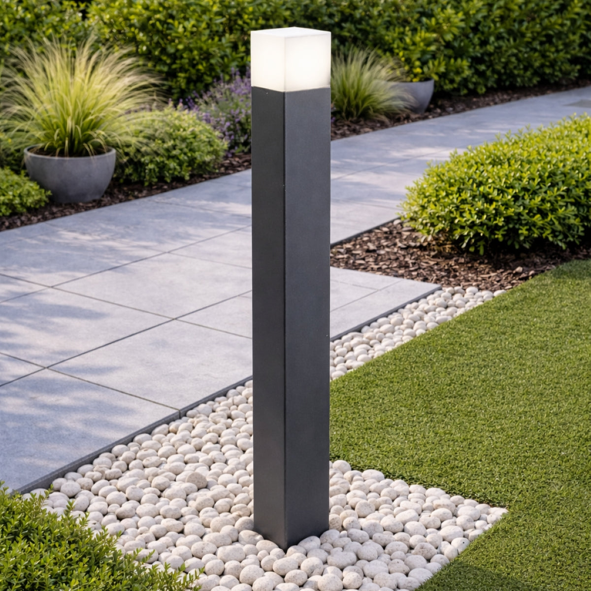 CGC AMARA Dark Grey & White Square Outdoor Large Post Light