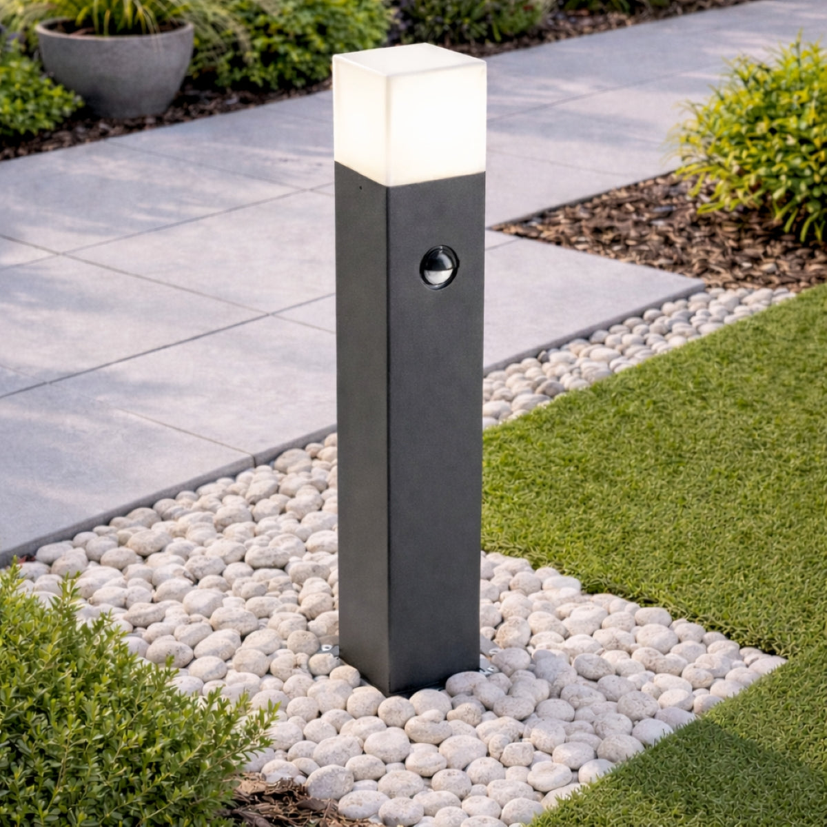 CGC AMARA Dark Grey Anthracite Outdoor Post Light With PIR Motion Sensor