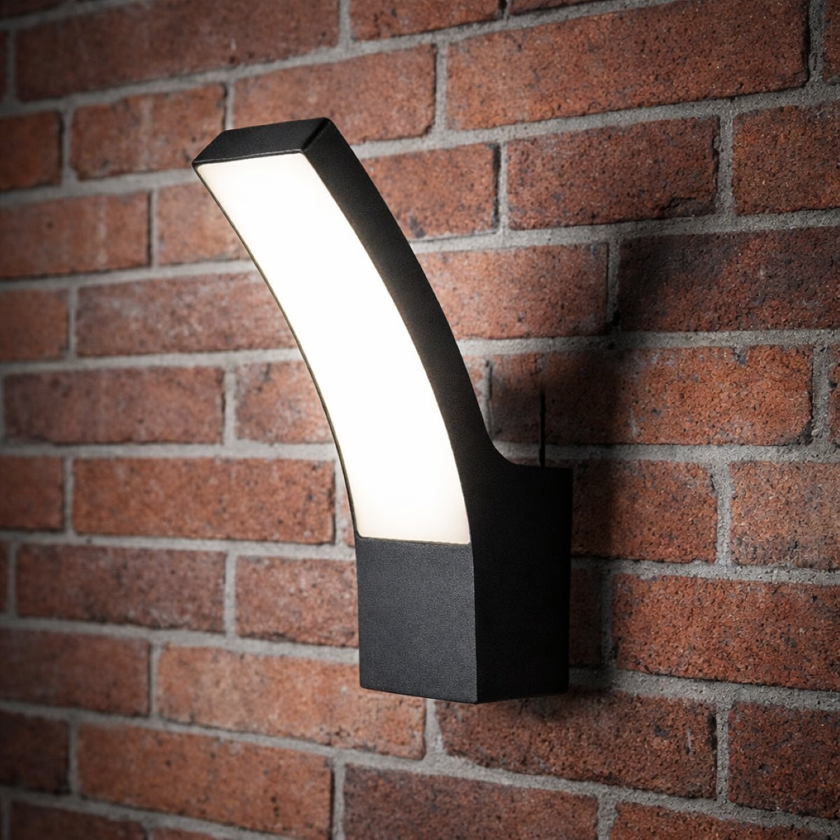 CGC MILLIE Black Curved LED Wall Light Diecast Aluminium Opal Diffuser 4000k IP54