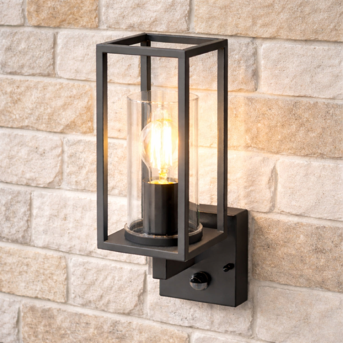 CGC CHLOE PIR E27 Black Outdoor Lantern With Motion Sensor IP54