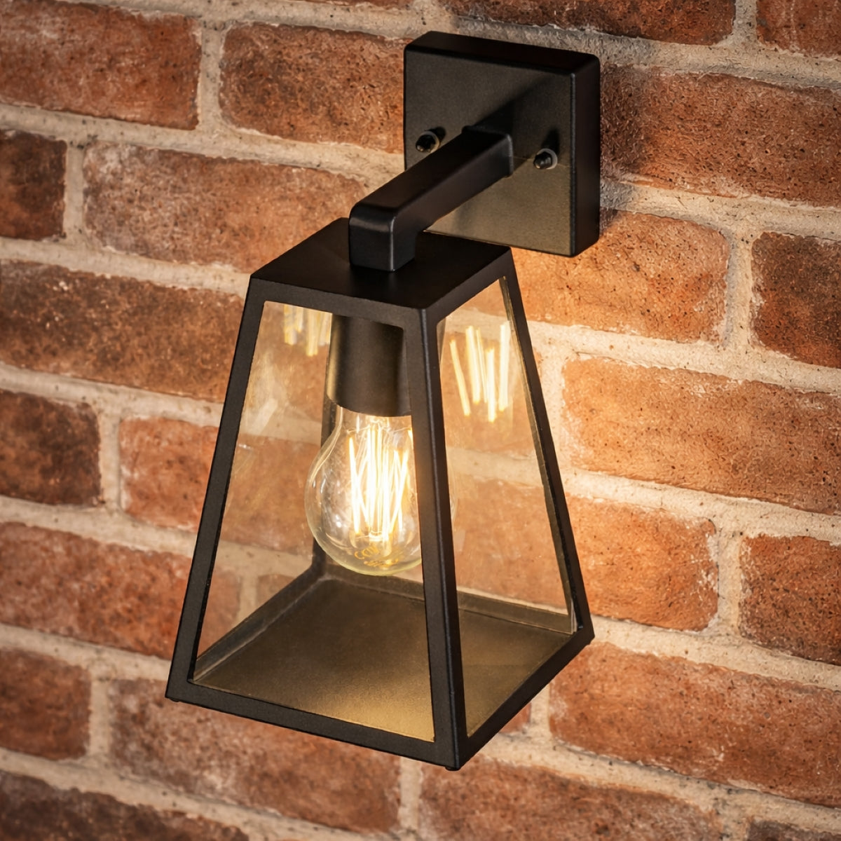 CGC CALLIE Black Outdoor Wall Light Triangle Clear Diffuser