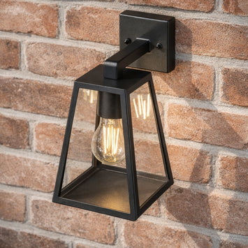 CGC CALLIE Black Outdoor Wall Light Triangle Clear Diffuser