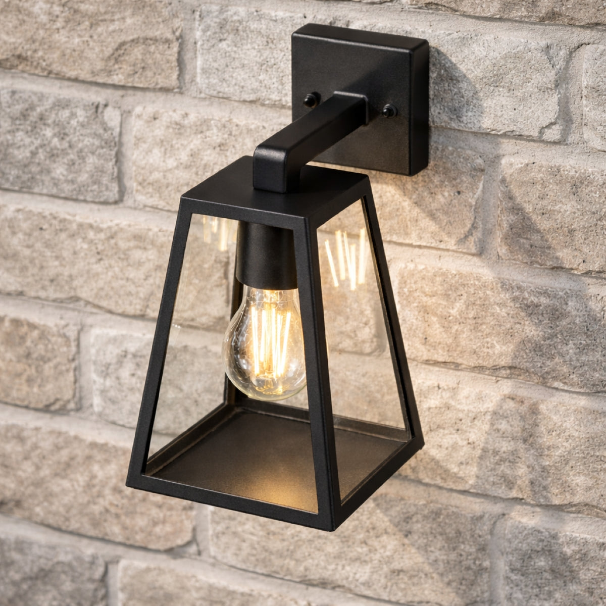 CGC CALLIE Black Outdoor Wall Light Triangle Clear Diffuser