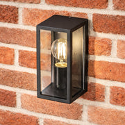 CGC MARINA Black E27 Outdoor Wall Light Box Lantern Clear Diffuser IP44