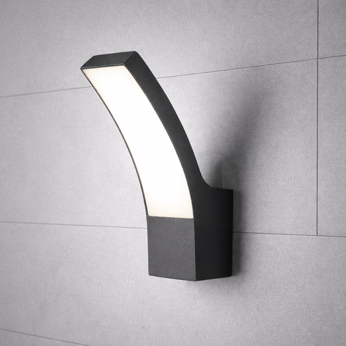 CGC MILLIE Black Curved LED Wall Light Diecast Aluminium Opal Diffuser 4000k IP54