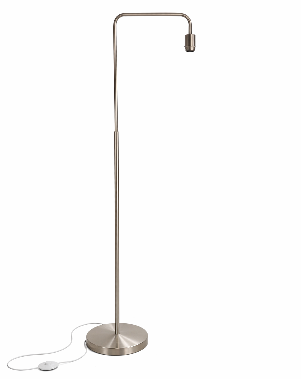 CGC Kyra Brushed Nickel Angled Floor Lamp with Large Scalloped Lampshade