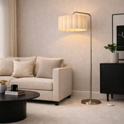 CGC Kyra Brushed Nickel Angled Floor Lamp with Large Scalloped Lampshade