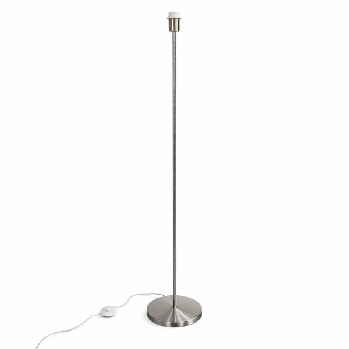 Silver floor lamp with base on a white background