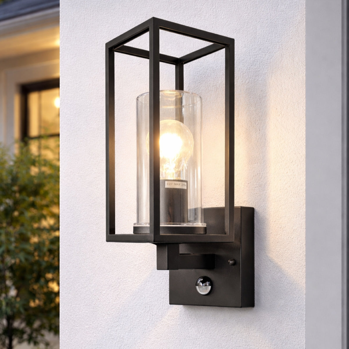 CGC CHLOE PIR E27 Black Outdoor Lantern With Motion Sensor IP54