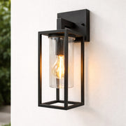 CGC CHLOE Down Black E27 Outdoor Wall Light Lantern Clear Diffuser IP54 Down
