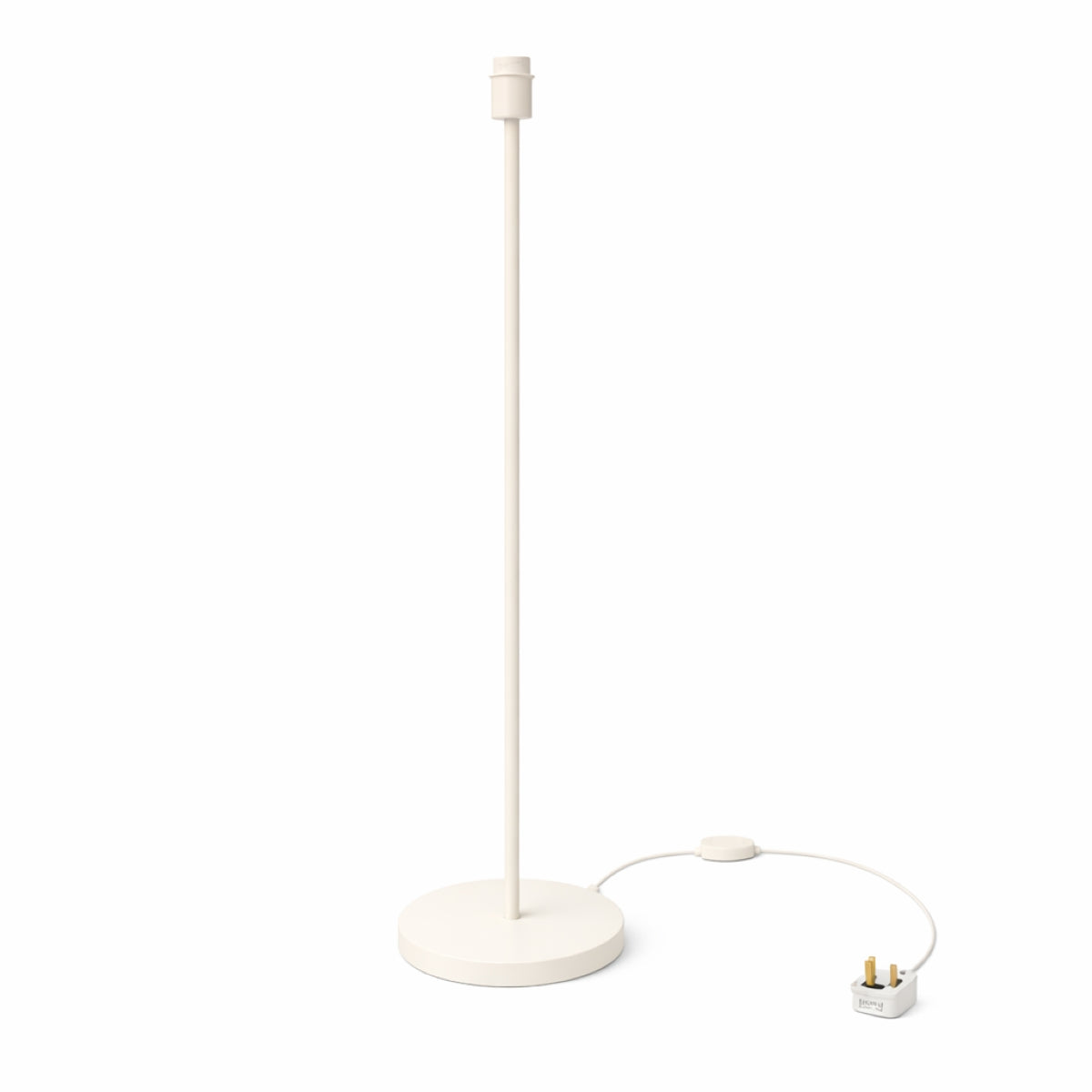 White floor lamp with a plug on a white background