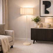 CGC Lena Cream Off White Straight Floor Lamp with Large Scalloped Lampshade
