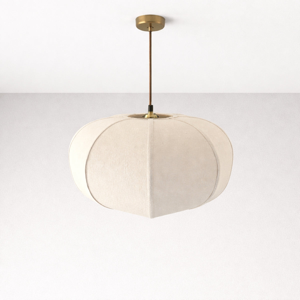 CGC LIBBY Large Oatmeal Rounded Stretch Linen Fabric Lampshade