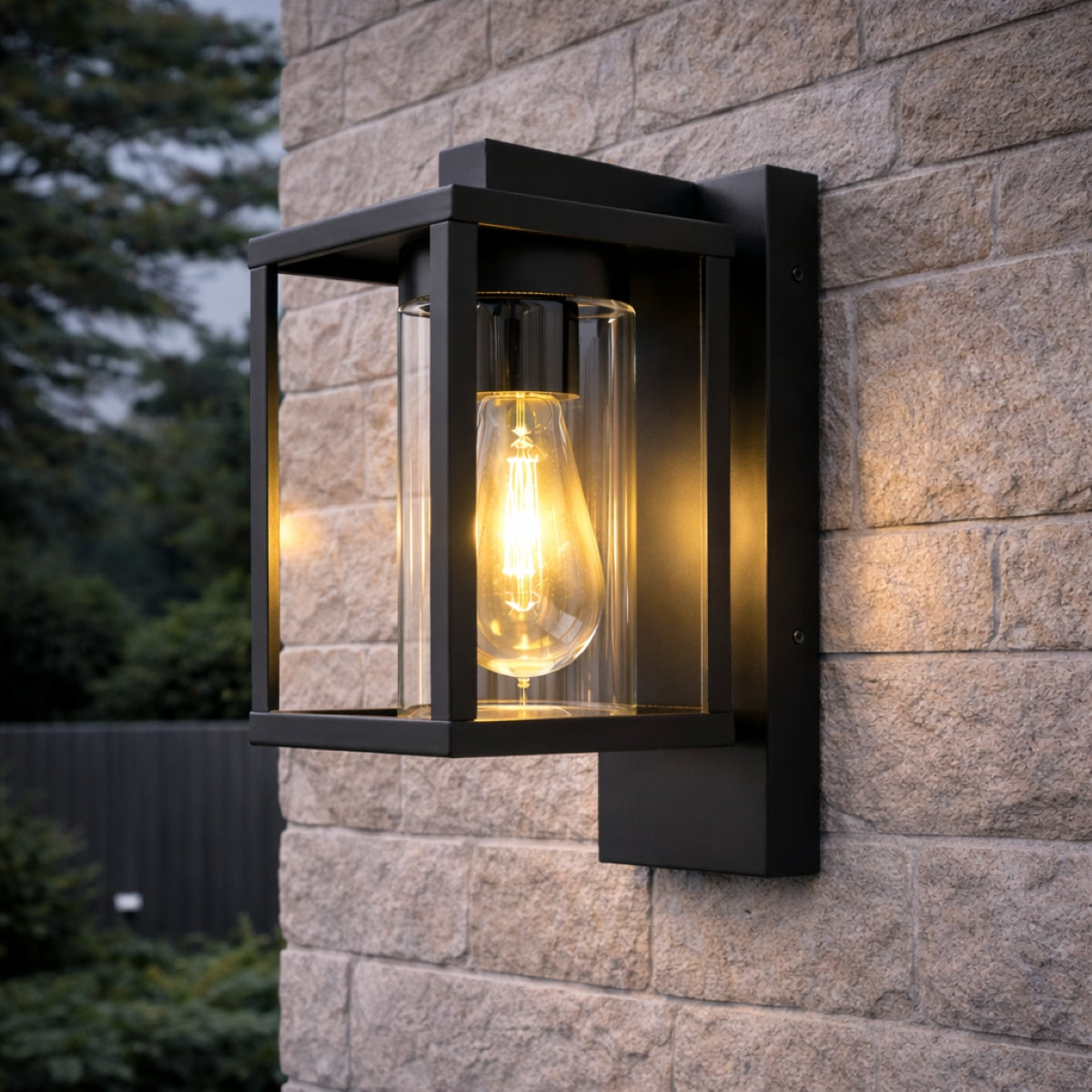 CGC ABEL Matt Black Box Lantern Wall Light