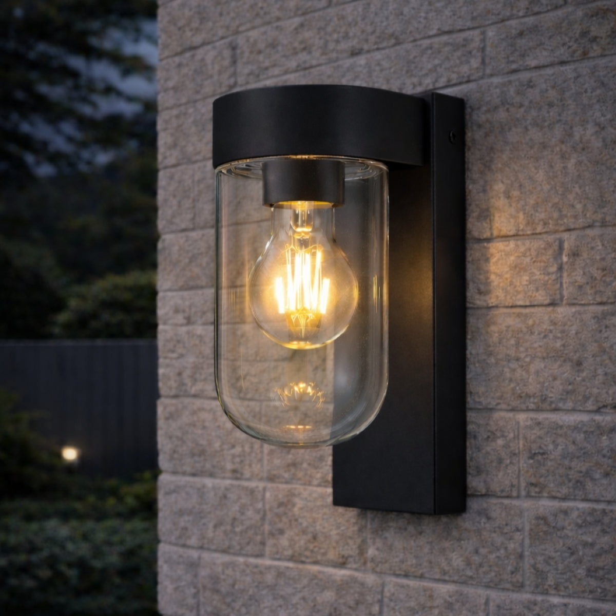 CGC Rowan Black Outdoor Wall Lantern Light with Clear Diffuser IP54