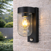 CGC Rowan PIR Motion Sensor Black Outdoor Wall Lantern Light with Clear Diffuser IP54