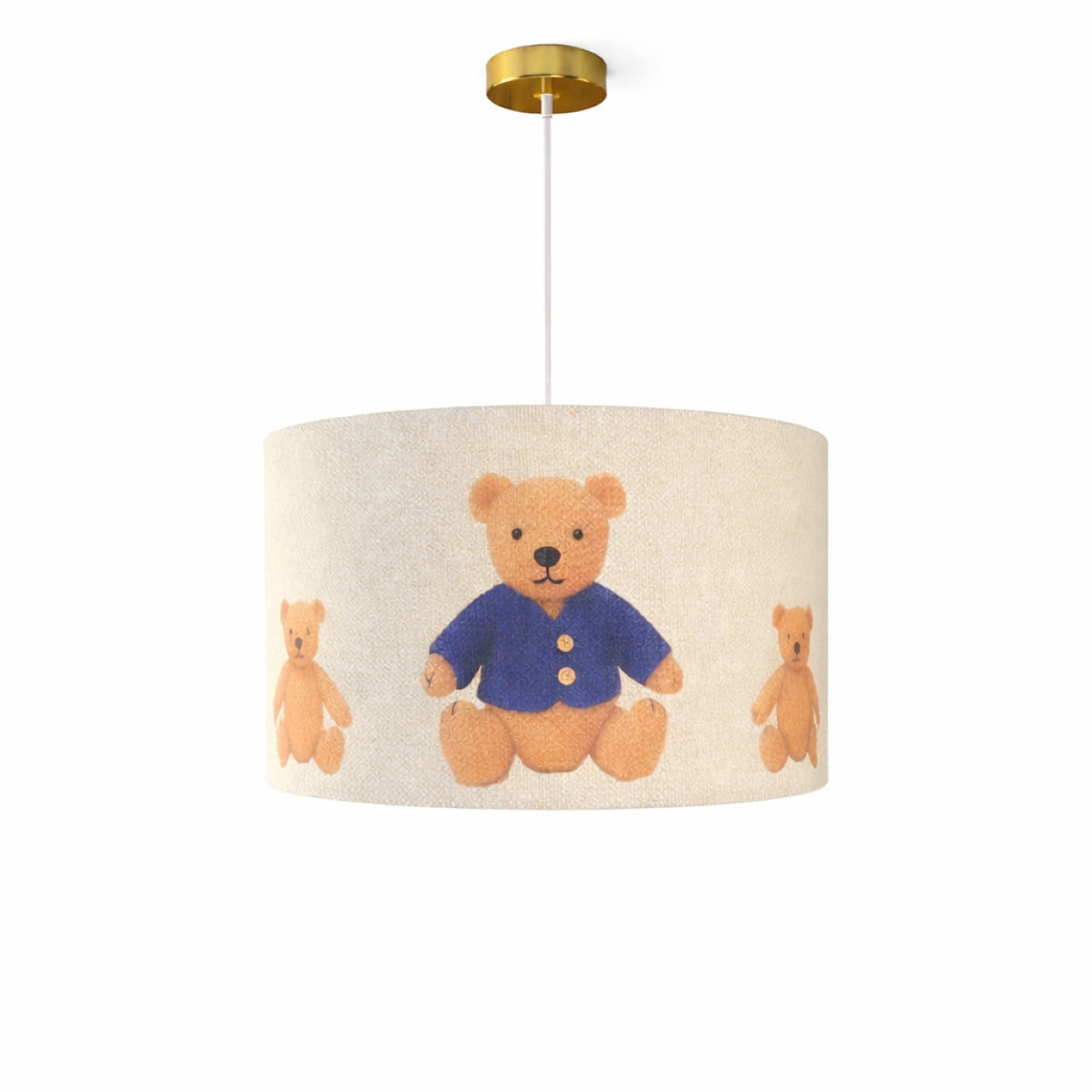 CGC BLAKE 45cm Large Oatmeal Linen Blue Teddy Bear Childrens Lamp Shade