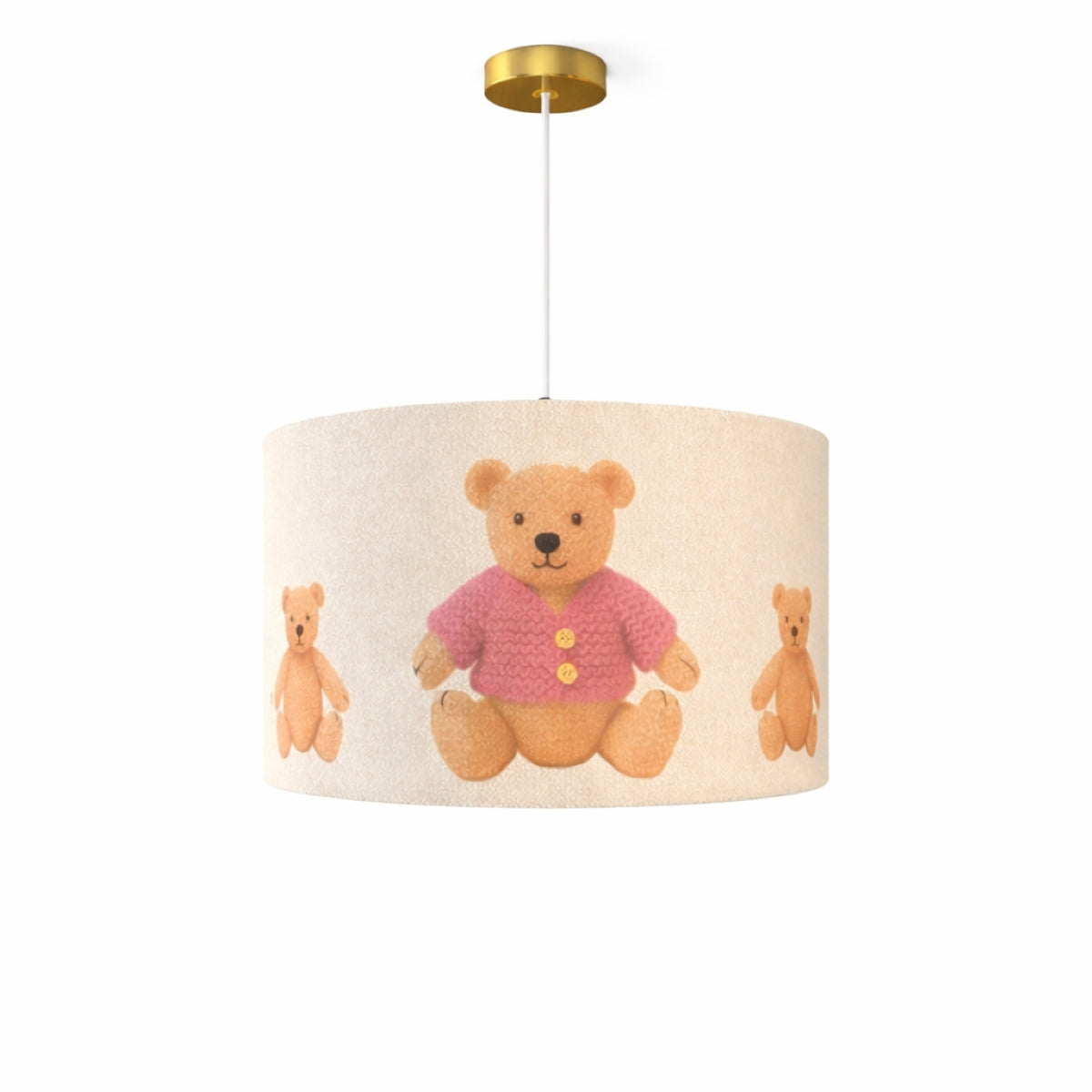 CGC BLAKE 45cm Large Oatmeal Linen Pink Teddy Bear Childrens Lamp Shade