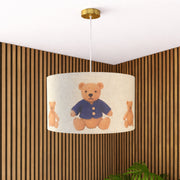 CGC BLAKE 45cm Large Oatmeal Linen Blue Teddy Bear Childrens Lamp Shade