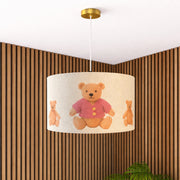CGC BLAKE 45cm Large Oatmeal Linen Pink Teddy Bear Childrens Lamp Shade
