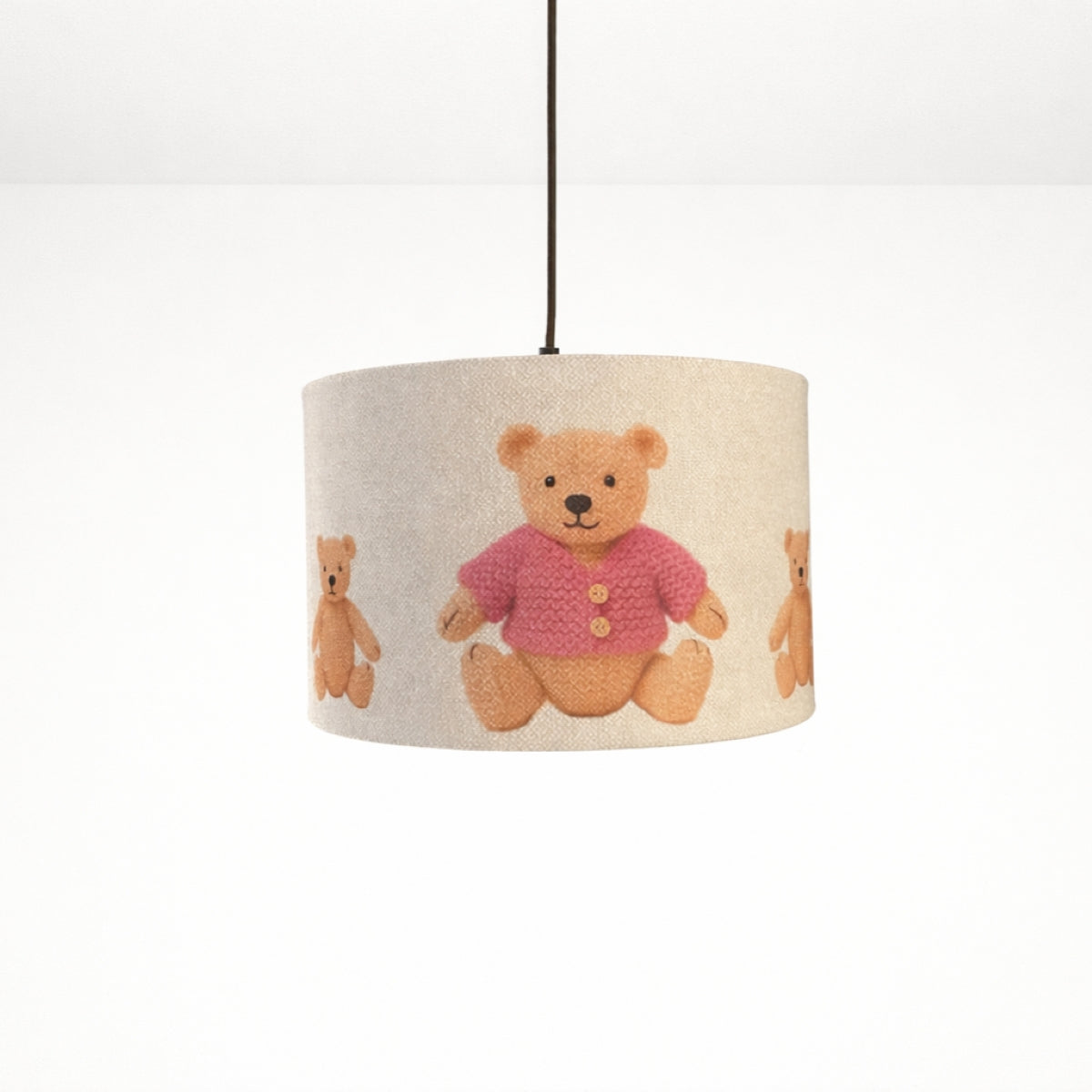 CGC BLAKE 30cm Oatmeal Linen Pink Teddy Bear Childrens Lamp Shade