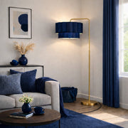 CGC Kyra Brushed Gold Angled Floor Lamp with Two Layer Large Scalloped Lampshade