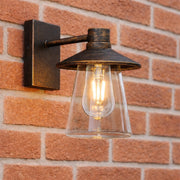 CGC CHESTER Antique Bronze Outdoor Wall Lantern with Bell Shape Clear Glass Diffuser E27 IP54