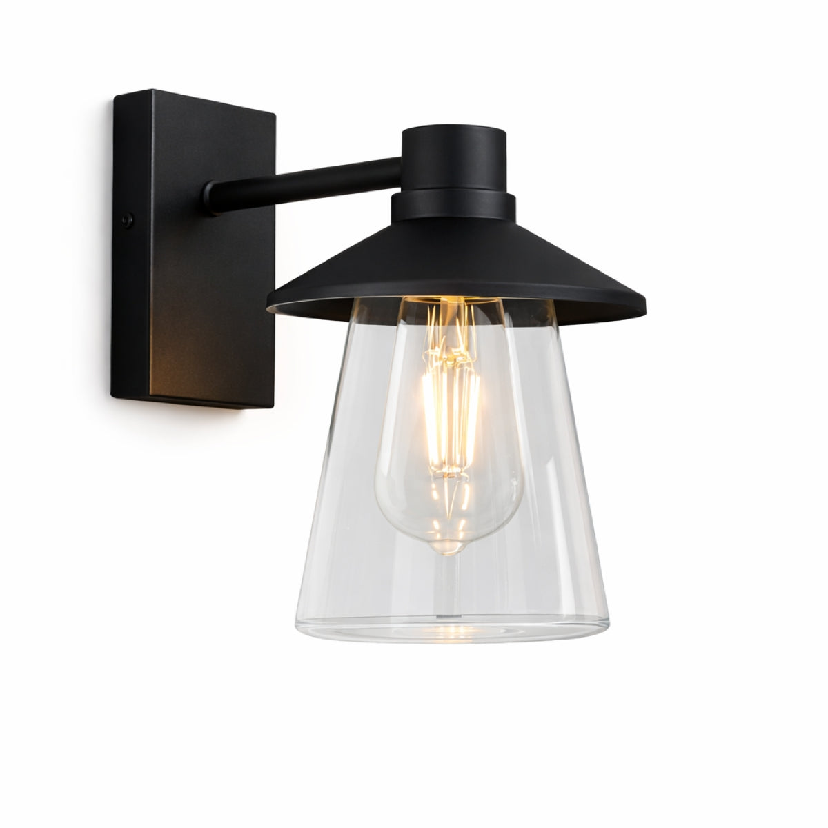 CGC CHESTER Black Outdoor Wall Lantern with Bell Shape Clear Glass Diffuser E27 IP54