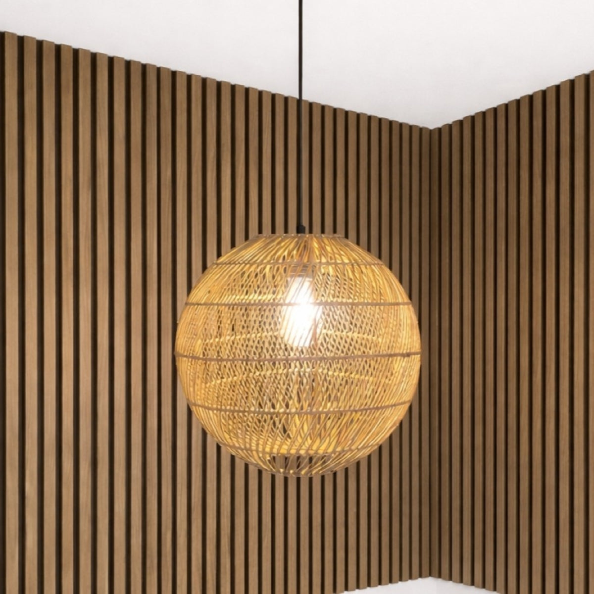 CGC ARIBA Brown 35cm Round Globe Rattan Weave Lampshade