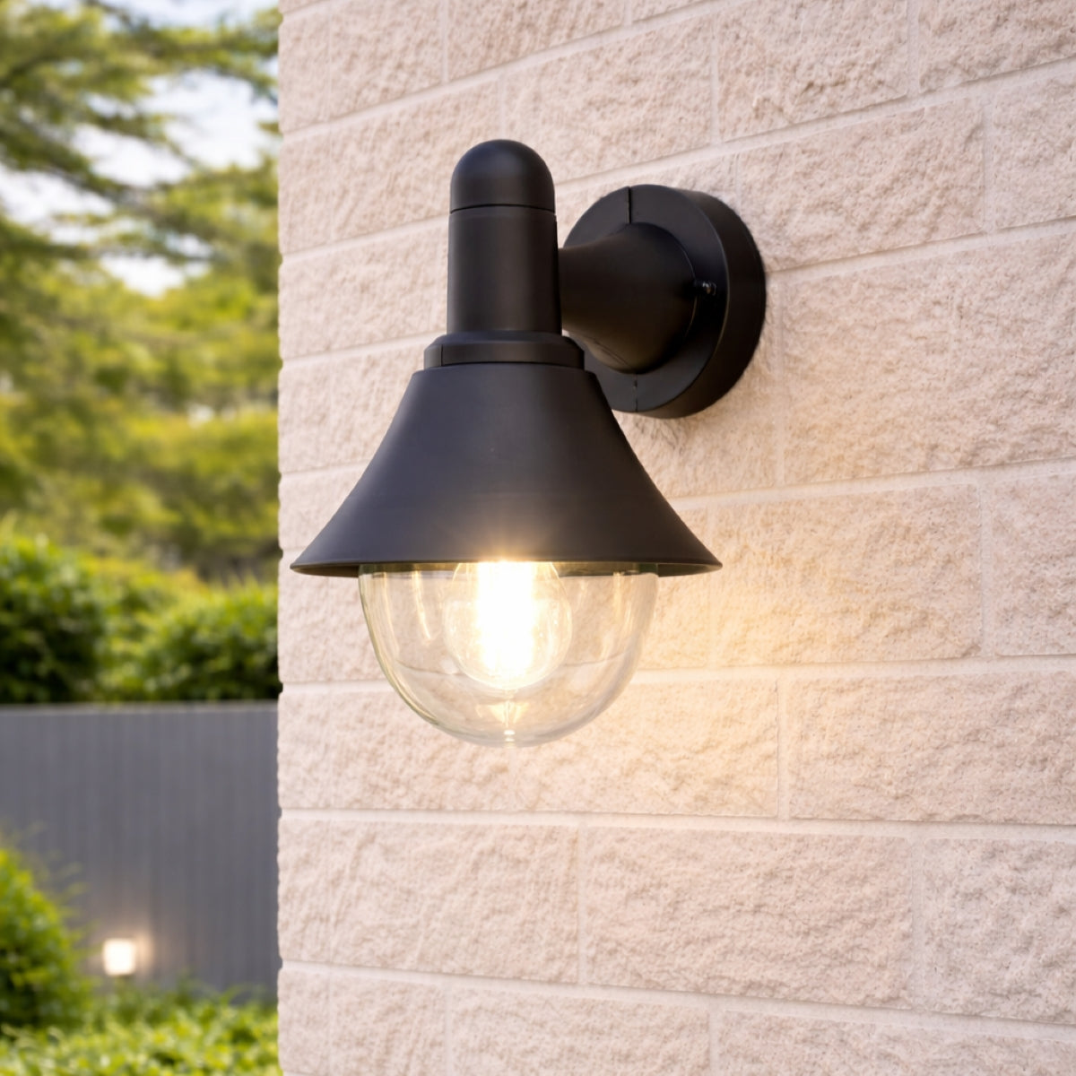 CGC Martina Black Outdoor Wall Lantern Light with Clear Diffuser IP44 Polycarbonate