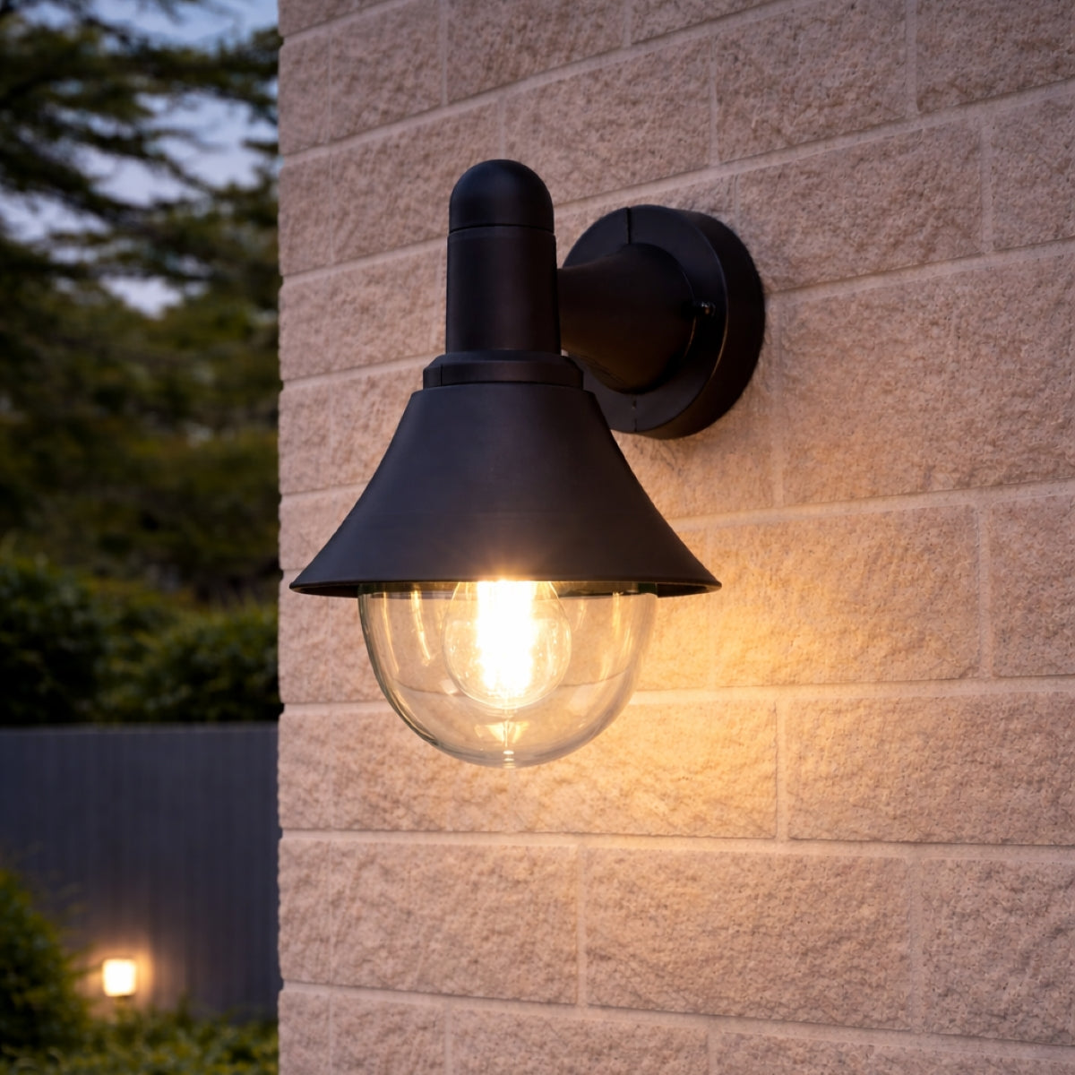 CGC Martina Black Outdoor Wall Lantern Light with Clear Diffuser IP44 Polycarbonate