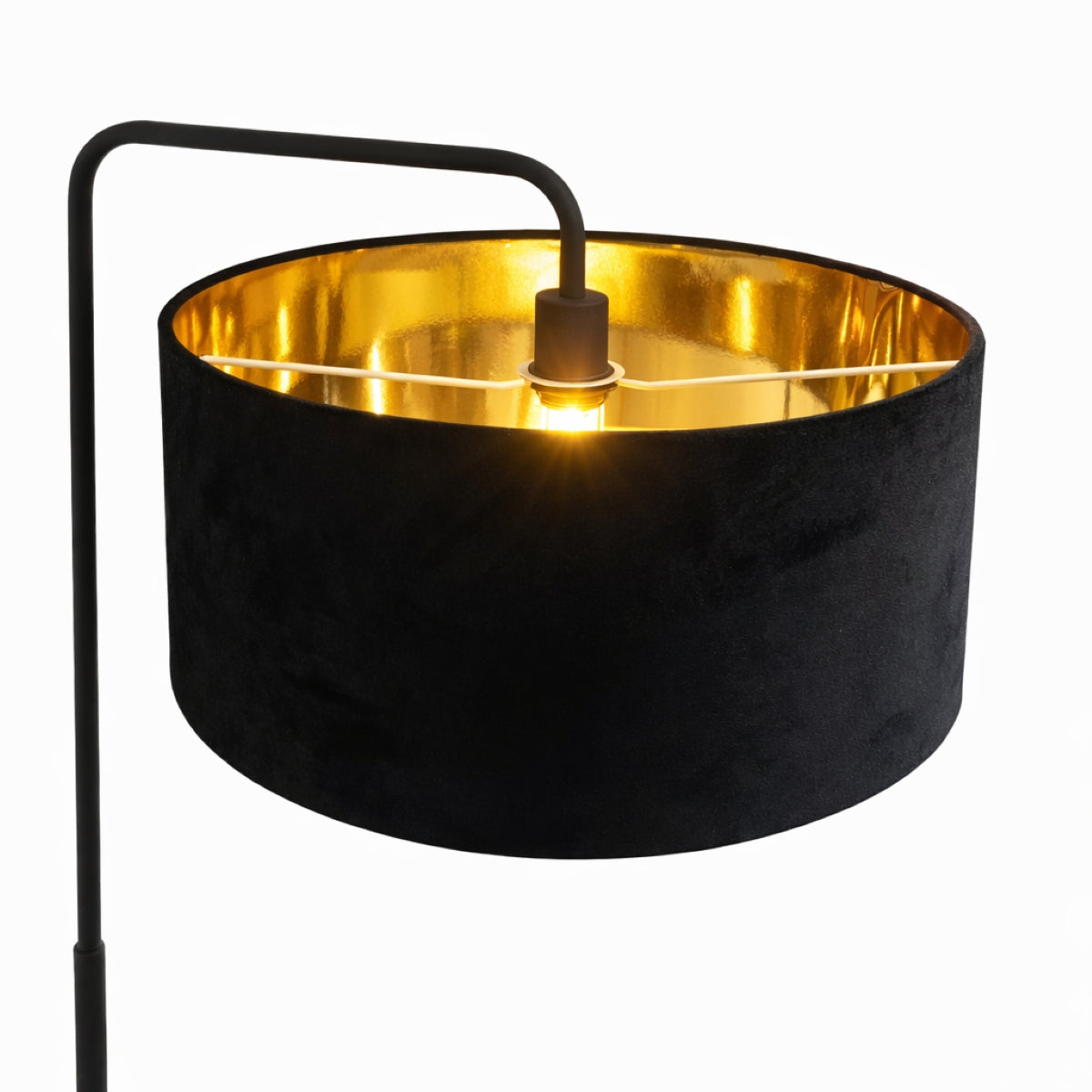 CGC Kyra Black Angled Floor Lamp with Large 45cm Velvet Lampshade