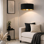 CGC Kyra Brushed Nickel Angled Floor Lamp with Large 45cm Velvet Lampshade