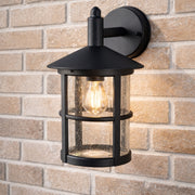 CGC OLIVIA Large Black Traditional Outdoor Wall Lantern Clear Glass Diffuser