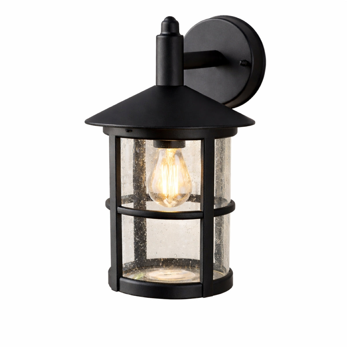 CGC OLIVIA Large Black Traditional Outdoor Wall Lantern Clear Glass Diffuser