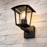 CGC ALLY Black E27 Outdoor Wall Light Lantern Clear Diffuser IP44 Up