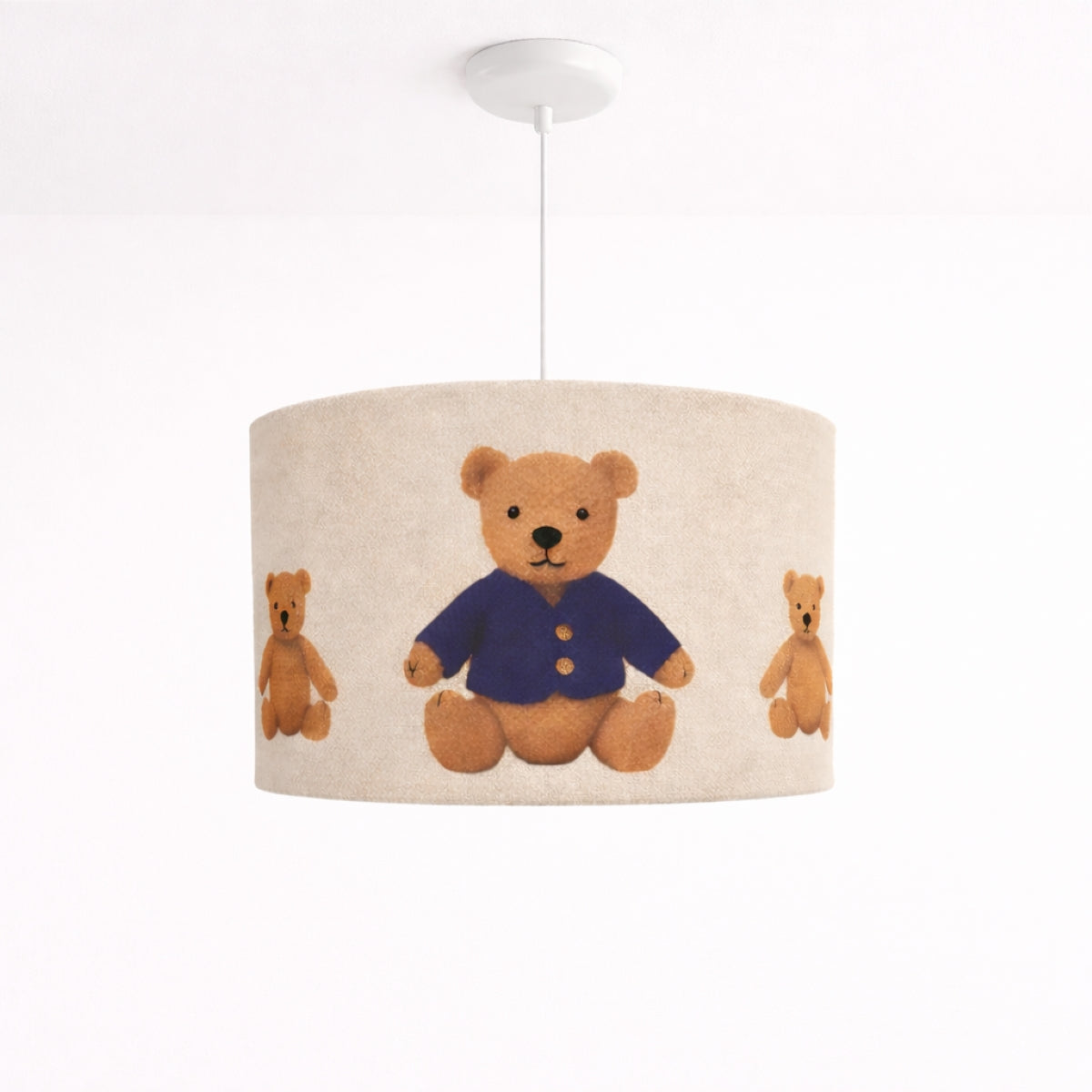 CGC BLAKE 30cm Oatmeal Linen Blue Teddy Bear Childrens Lamp Shade