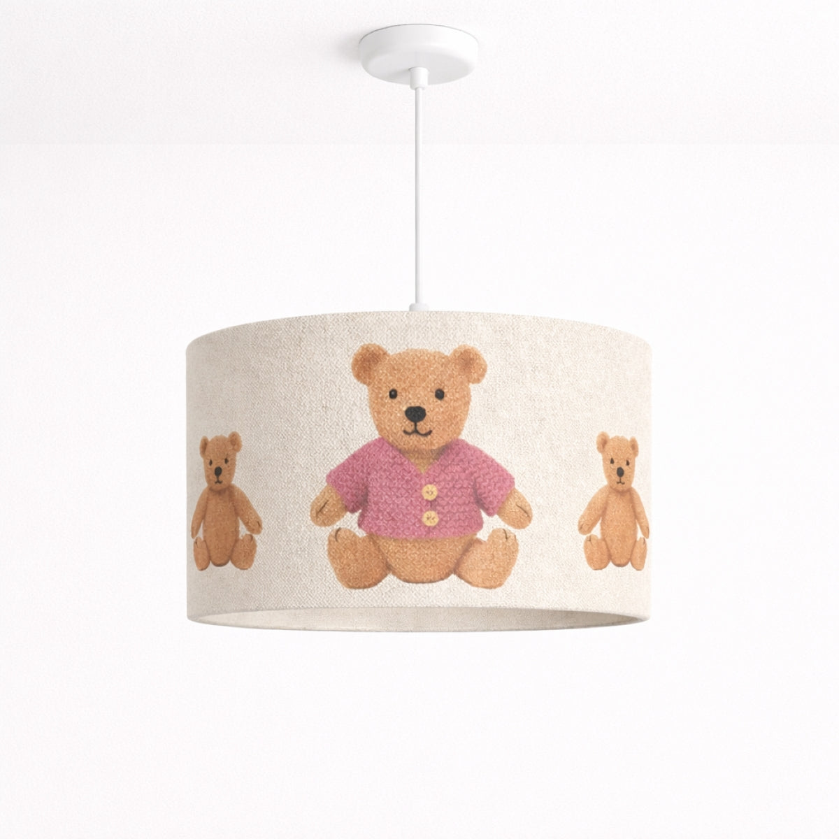 CGC BLAKE 30cm Oatmeal Linen Pink Teddy Bear Childrens Lamp Shade