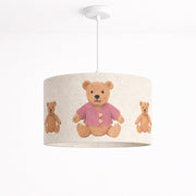 CGC BLAKE 30cm Oatmeal Linen Pink Teddy Bear Childrens Lamp Shade