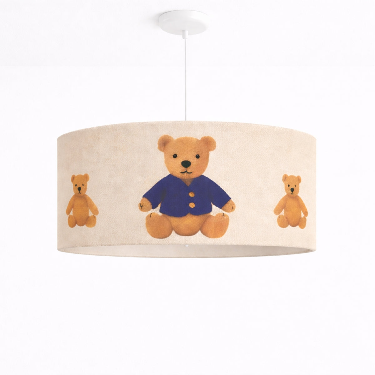 CGC BLAKE 45cm Large Oatmeal Linen Blue Teddy Bear Childrens Lamp Shade