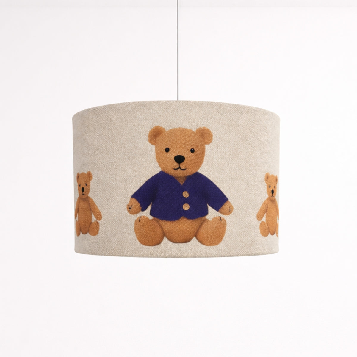 CGC BLAKE 30cm Oatmeal Linen Blue Teddy Bear Childrens Lamp Shade